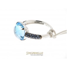 CHIMENTO anello oro bianco 18kt topazio azzurro e zaffiri blue 82722904 new